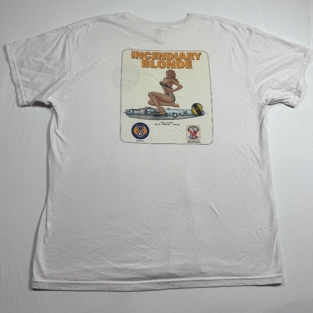 Jerzees Men's Graphic T Shirt 8th Air Force Incendiary Blonde Military XL